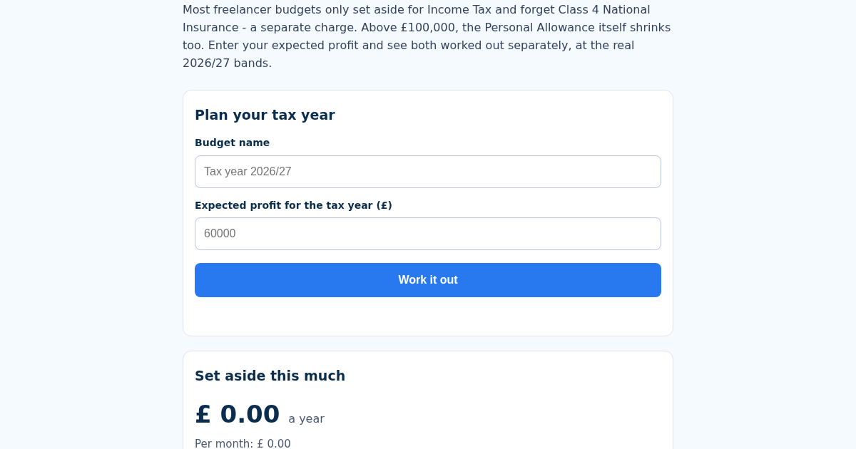 UKTaxBudget: UK Tax Year Budget Planner for Freelancers and Contractors